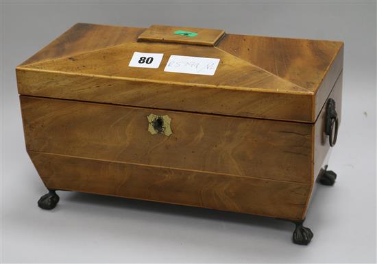 A Regency mahogany tea caddy height 29cm width 31cm